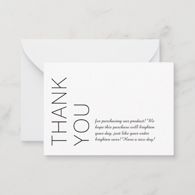White Modern Minimalistisch Vielen Dank Mitteilungskarte (Vorderseite)