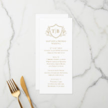 White Modern Monogram Elegant Menu 