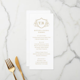 White Modern Monogram Elegant Menu Menükarte