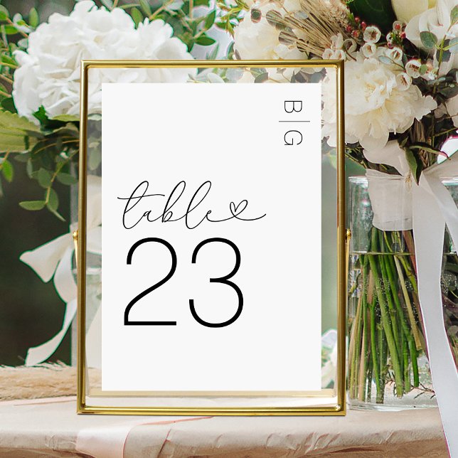 White Modern Monogram Wedding Tischnummer (Von Creator hochgeladen)