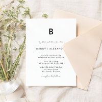 White Modern Script Monogram Wedding