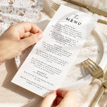 White Modern Script Wedding Flat Menükarte<br><div class="desc">Die Einführung in unser White Modern Script Wedding Flat Menu Design, wo moderne Minimalismus trifft die Kunst der Kalligraphie. Diese kuratierte Ästhetik bringt einen Hauch von Raffinesse zu Ihrem besonderen Tag - mit einer Drehung von boho, lässigem Charme. Die Kombination aus einfacher Typografie und einem stilvollen Script-Schriftart verleiht Ihrer Hochzeit...</div>