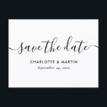 White Modern Script Wedding Save The Date Postcard Ankündigungspostkarte<br><div class="desc">Elegant white wedding save the date postcard with a modern script font. Matching items available.</div>