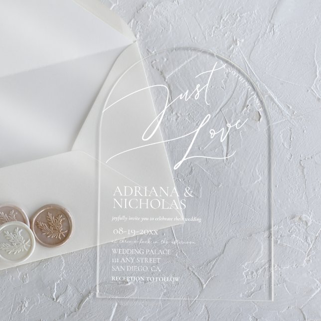 White Modern Simple Wedding Acryleinladungen (Von Creator hochgeladen)