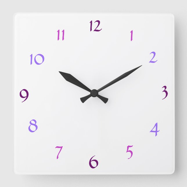 White Modern Wall Clock Quadratische Wanduhr (Vorderseite)