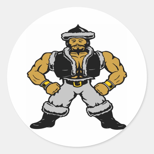 White Mongol Hun Warrior Runder Aufkleber (Vorderseite)