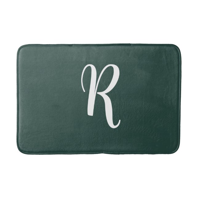 White Monogram Evergreen Badematte (Vorderseite)