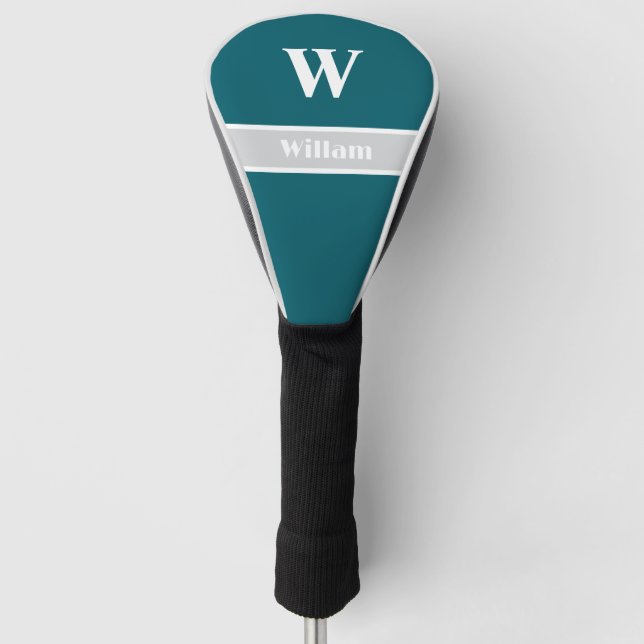 White Monogram Name Golf Head Cover Headcover (Vorderseite)