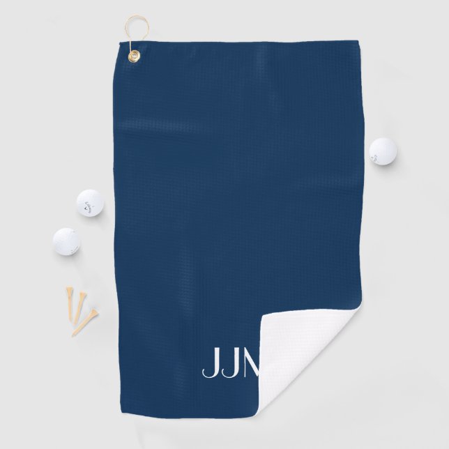 White Monogram on Navy Blue Golfhandtuch (Insitu)