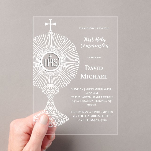 white monstrance | First Holy Communion Acryleinladungen (Insitu (Handheld))