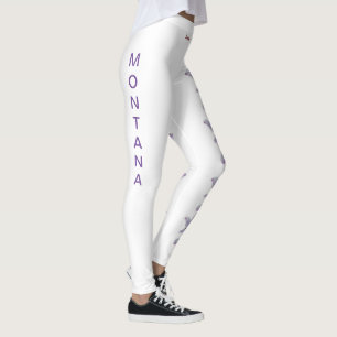 White Montana Bitterroot Staat Blumen Leggings