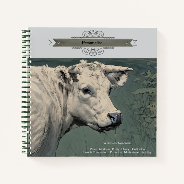 White Moo Cow Symbolismus Niedlich Grau Personal J Notizbuch (Vorderseite)