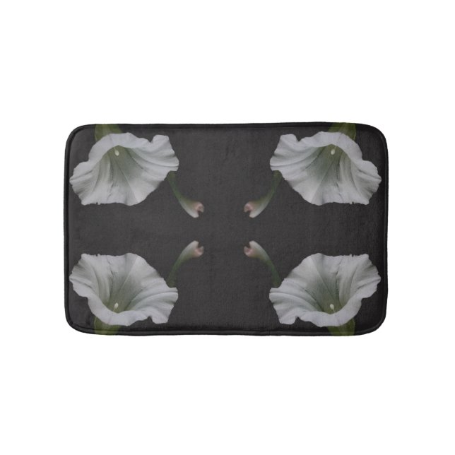 White Morning Glory Blume Nah Abstrakt Badematte (Vorderseite)