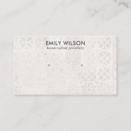 WHITE MOROCCAN TILE TEXTURE STUD EARRING DISPLAY VISITENKARTE