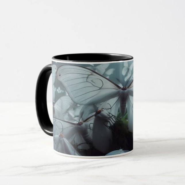 White Moths Swarm Coffee Tasse (Vorderseite Links)