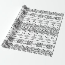 White Mudcloth Style Tribal Modern Geometric