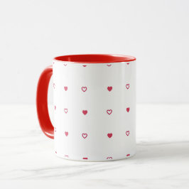 White Mug – Red & Hollow Hearts Tasse