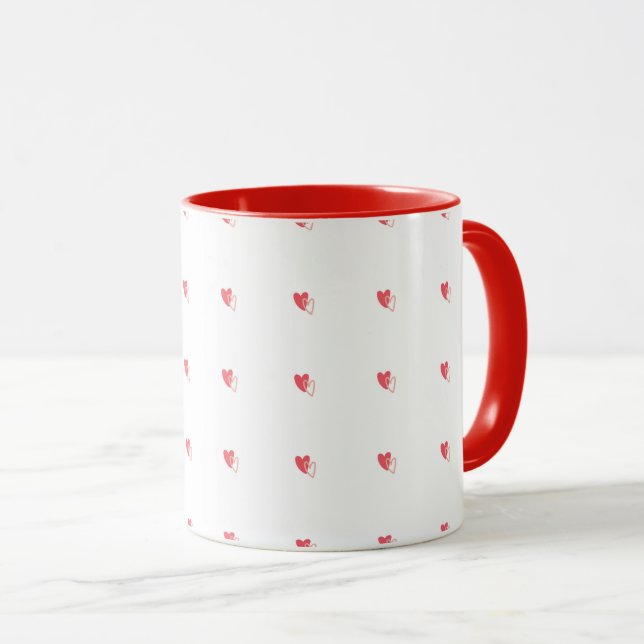  White Mug – Small Red Hearts with Filled Centers Tasse (VorderseiteRechts)