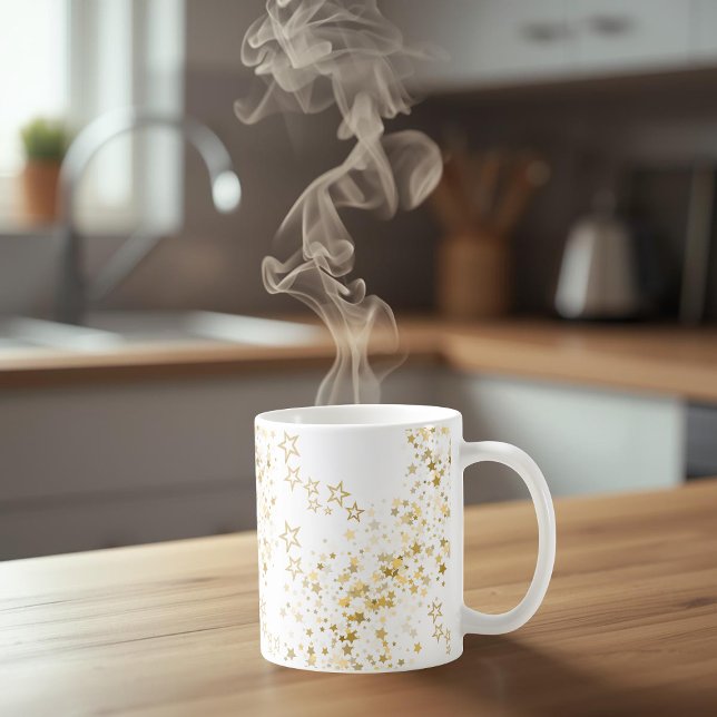White Mug with golden stars (Créateur téléchargé)