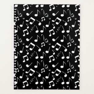 White Musical Notes Design Wochen-/Monatsplaner Planer