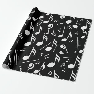 White Musick Notes auf Black Geschenkpapier