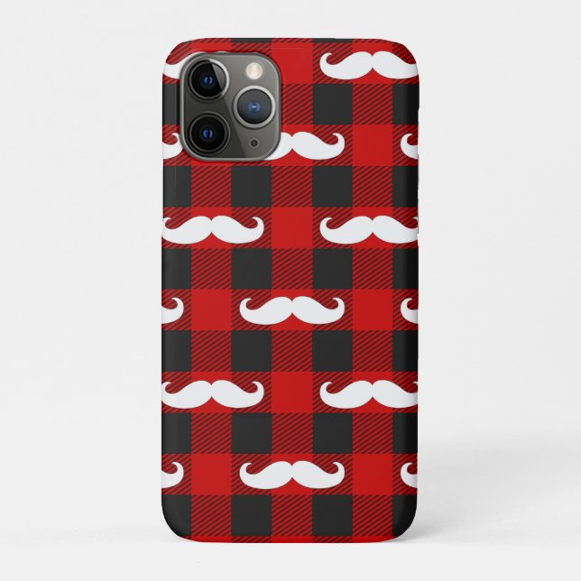 White Mustache Buffalo Kariert Black and Red Case-Mate iPhone Hülle (Rückseite)