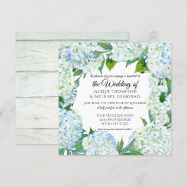 White n Blue Hydrangea Wreath Vintages Blumenholz Einladung