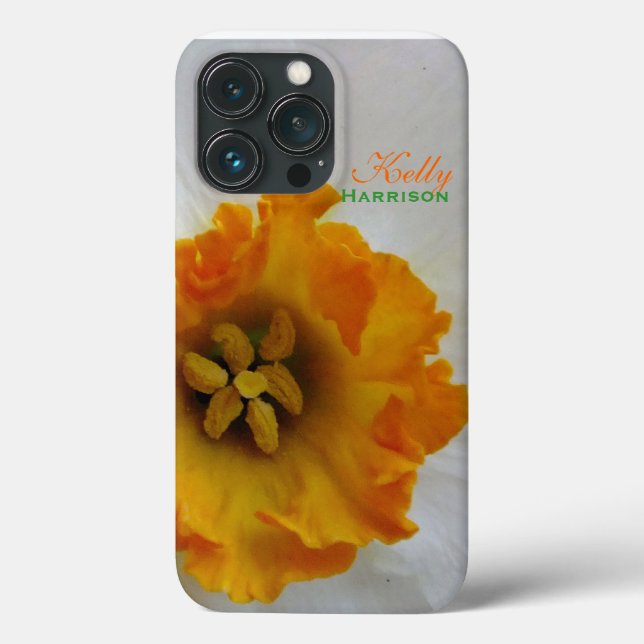 White N Orange Daffodil Personalisiert Case-Mate iPhone Hülle (Rückseite)