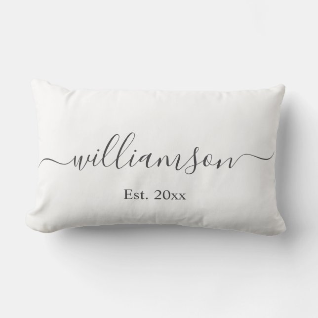 White Name & Year Company Logo Client Geschenk Ele Lendenkissen (Vorderseite)