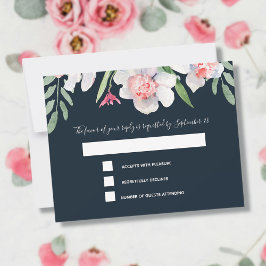 White Narcissus über Navy UAWG and Menu RSVP Karte