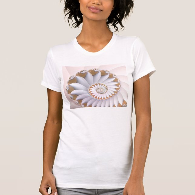 White Nautilus Niedlich Abstrakt Seashell Art T-Shirt (Vorderseite)