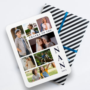 White & Navy Blue Classic 7 Multi-Fotos Collage Magnet