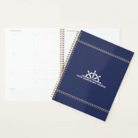 White Navy Blue Nautical Boat Wheel Gold Stars