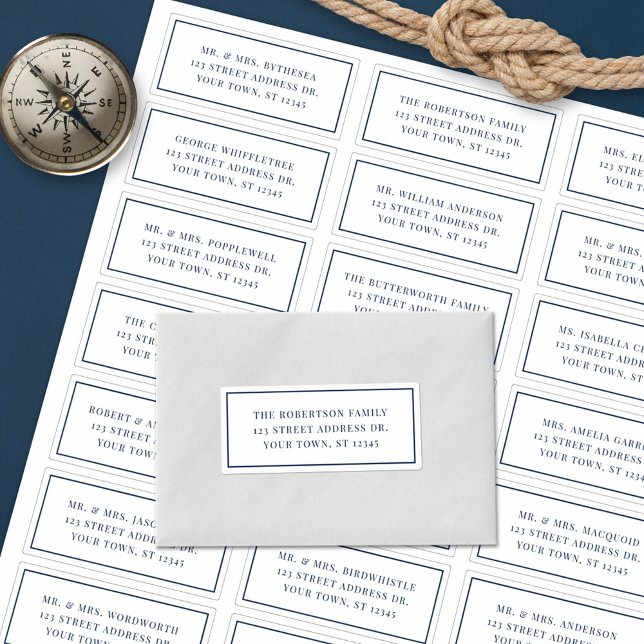 White Navy Nautical Wedding Guest Address Labels (Von Creator hochgeladen)