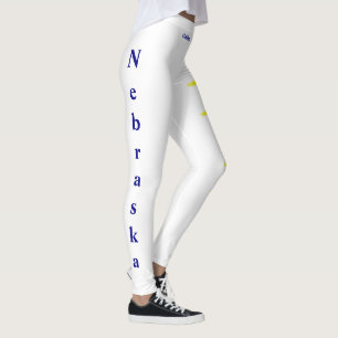 White Nebraska State Golden Flower Leggings