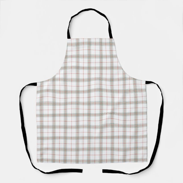 White Neutral Christmas Tartan Kariert Schürze (Vorderseite)