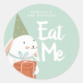 White Niedlich Bunny Birthday Gefallen Runder Aufkleber