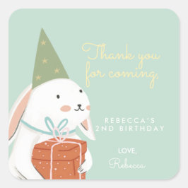 White Niedlich Bunny Birthday Vielen Dank Quadratischer Aufkleber