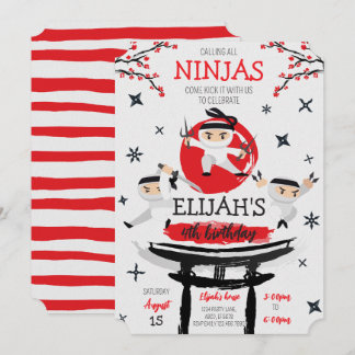 White Ninja Warrior Martial Arts Geburtstag Einladung