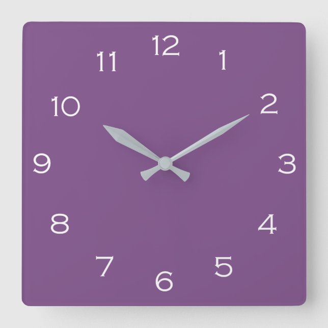 White Numbers On Purple wccn Quadratische Wanduhr (Vorderseite)