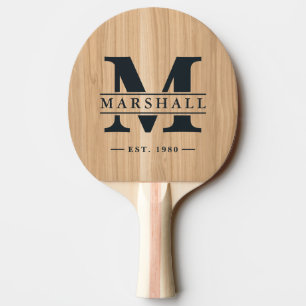 White Oak Holz Monogramm & Namens-Overlay Tischtennis Schläger