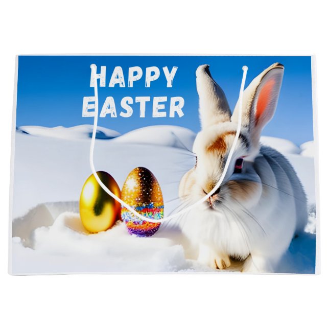 White Oaster Bunny Große Geschenktüte (Vorderseite)