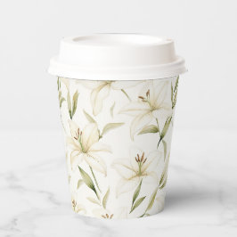 White Oaster Lilies Pappbecher