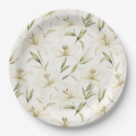 White Oaster Lilies Pappteller