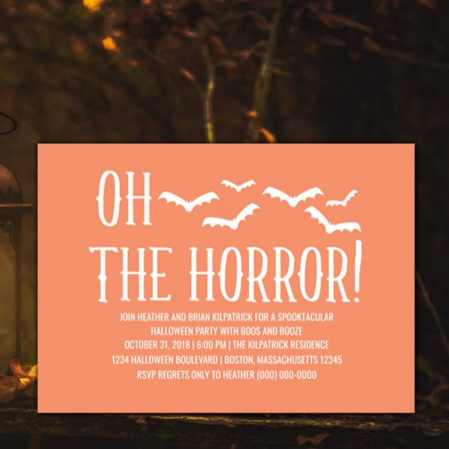White Oh der Horror Halloween-Party einladen Einladung (White Oh The Horror Halloween Party Invite)