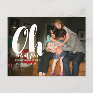 White Oh What Fun Holiday Photo Carte postale