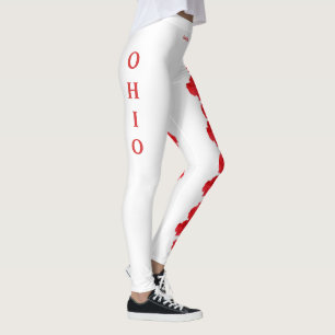 White Ohio Staat Scarlet Carnation Blumen Leggings