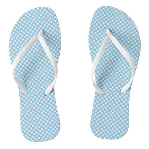White on Baby Blue Small Size Polka Dots Flip Flops
