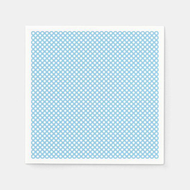White on Baby Blue Small Size Polka Dots Paper Serviette (Vorderseite)