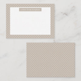 White On Beige Polka Dots Pattern Custom Text Mitteilungskarte